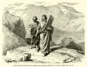 Moses and Joshua Hear the Cries of the Israelites Worshiping the Golden Calf by French School