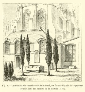 Monument of the Saint-Paul cemetery, where the skeletons found in the dungeons of the Bastille were deposited, 1790 by French School