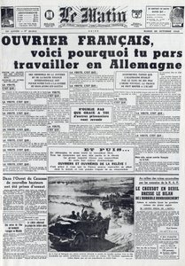 Morning Journal No. 21311 of 20 October 1942: The Sto - Compulsory Labour Service - Why go to work in Germany by French School