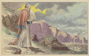 Moses returning from Mount Sinai with The Ten Commandments