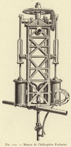 Forlanini Helicopter Engine (engraving) by French School