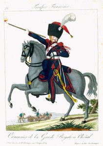 Mounted Cannonier of the Royal Guard, from Troupes Francaises, pub. chez Basset, Paris, c.1790 by French School