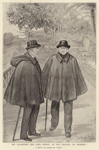 Mr Gladstone and Lord Rendel at the Chateau de Thorenc by French School