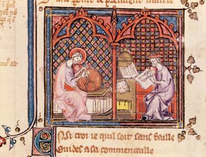 The Word, Creator of the World and The Author Writing His Book, from Ovide Moralise written by Chretien Legouais by French School