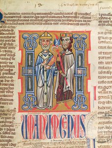 Miniature of a bishop and king from the Decretum Gratiani, 14th century by French School
