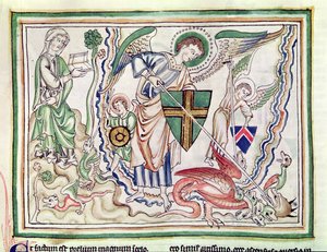 St. Michael killing the dragon, from an Apocalypse by French School