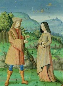Meeting of Aeneas and Anne, the sister of Dido, from The Aeneid with commentary by Servius