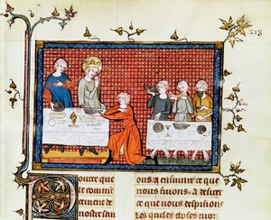 St. Louis Feeding the Poor, from Life and Miracles of St. Louis by French School