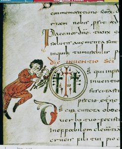 Historiated initial O, from the Sacramentary of Gellone by French School