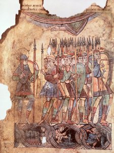 Foot Soldiers in the Crusades, from La Vie de Saint Aubin d