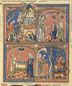 Abimelech and Samson, from the Morgan Picture Bible by French School