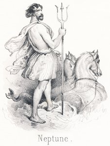 Neptune: Son of Saturn and Rhea, driven out of heaven for conspiring against Jupiter by French School