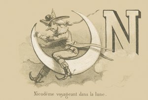 Nicodeme Traveling in the Moon by French School