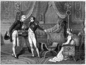 Napoleon, His Wife Marie-Louise and Prince Metternich Talking by French School