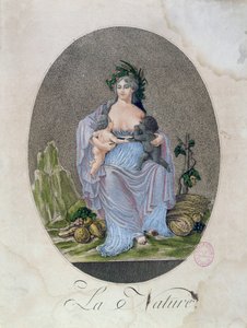 Nature Breastfeeding a Black Baby and a White Baby by French School