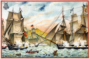 Battle of Navarino on October 28 by French School