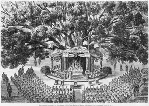 New Caledonia, Celebrating Mass on the Isle of Nou, After a Pen and Ink Drawing of a Transported, Illustration from the Bulletin Les Missions Catholiques, 1875 by French School