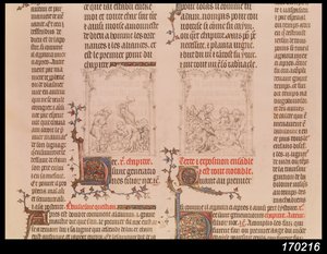 Noah in the Vineyard and the Drunkenness of Noah, from The Bible of Jean Sy, c.1355