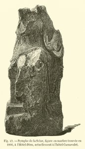 Nymph of the Seine, marble figure found in 1866, at Hotel-Dieu, currently at the Carnavalet Hotel by French School