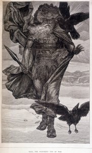 Odin, Germanic God of War and Poetry - Engraving