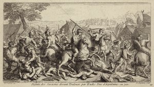 Odo, Duke of Aquitaine, defeating the Umayyads at the Battle of Toulouse, 721 (engraving) by French School