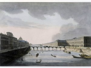 Optical view of Paris: the Pont des Arts around 1810, city of Paris by French School