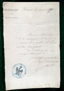 Order of incarceration to the Concierge of Prince Pierre Bonaparte (1815-1881) on January 10 by French School