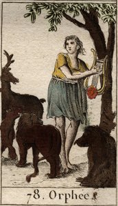 Orpheus charms the wild animals by playing his lyre. From 