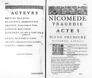 Page of the First Act of Nicomede by Pierre Corneille (1606-84) by French School