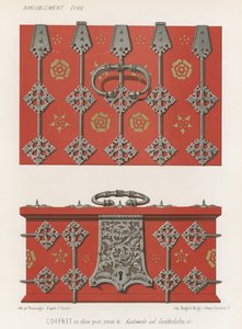 Painted oak casket by French School