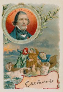 Painter Eugene Delacroix with depiction of Dante and Virgil in Hell by French School