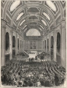 Paris, Palais de Justice - La salle des pas perdus pendant une ceremonie officielle - Engraving in 