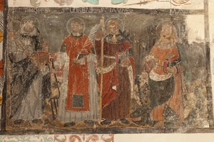 Parish church (Església de la Mare de Déu de Solers). Interior. The naves. Mural paintings. (detail). 16th century (?) by French School