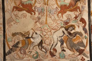 Parish church (Església de la Mare de Déu de Solers). Interior. The naves. Mural paintings. (detail). 16th century (?) by French School