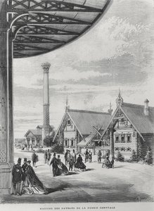 Peasant houses at the Russian pavilion at the Exposition Universelle of 1867