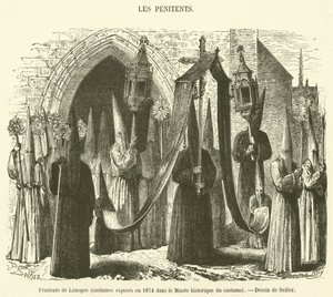 Penitents of Limoges, Costumes Exhibited in 1874 at the Historical Costume Museum (engraving) by French School