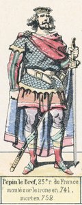 Pepin the Short, 23rd King of France, Ascended the Throne in 741, Died in 752 (engraving) by French School
