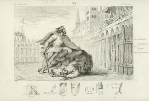 Pepin the Short kills a lion and a bull by French School