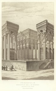 Persepolis, Hypostyle Hall of Xerxes, Perspective view, restored by Ch. Chipiez by French School