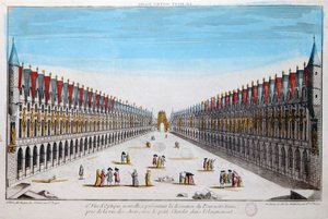 Perspective view of decorations on the Pont Notre-Dame in Paris by French School