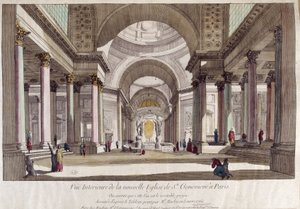 Perspective view of the interior of the church of Sainte Geneviève in Paris - optical view by French School