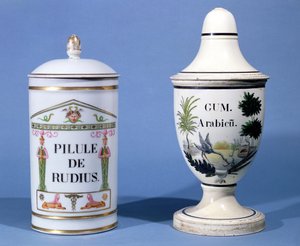 Pharmaceutical jars for Pilule de radius and Gum Arabic