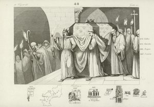 Philip III of France helping to carry the coffin of his father, Louis IX by French School