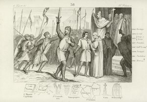 Philip I of France and Pope Urban II rallying followers for the First Crusade, c1095 by French School
