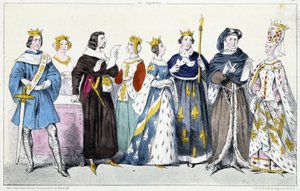 Philip VI of Valois, Jeanne of Burgundy, John II the Good, Jeanne of Boulogne, Jeanne of Bourbon, Charles V the Wise, Charles VI, Isabeau (Isabella, Elizabeth) of Bavaria (1371-1435)
