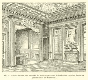 Room decorated with the remains of the woodwork from the bedroom of Henry IV, former Museum of Sovereigns