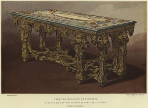 Pietra dura (Florentine mosaic) table with carved and gilded legs, 17th Century
