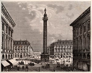 Place Vendome in Paris in the 19th century - engraving in 