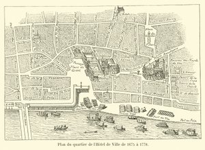 Plan of the quarter of the Hotel de Ville from 1675 to 1778