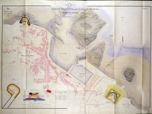 Plan for the Construction of the Coast Batteries for the Defence of Breton Harbour in 1848 by French School